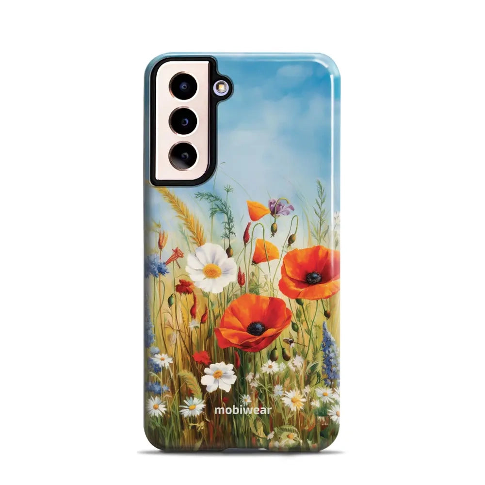 Handyhülle für Galaxy S21, Mobiwear Elite Pro, Wiesenblumen