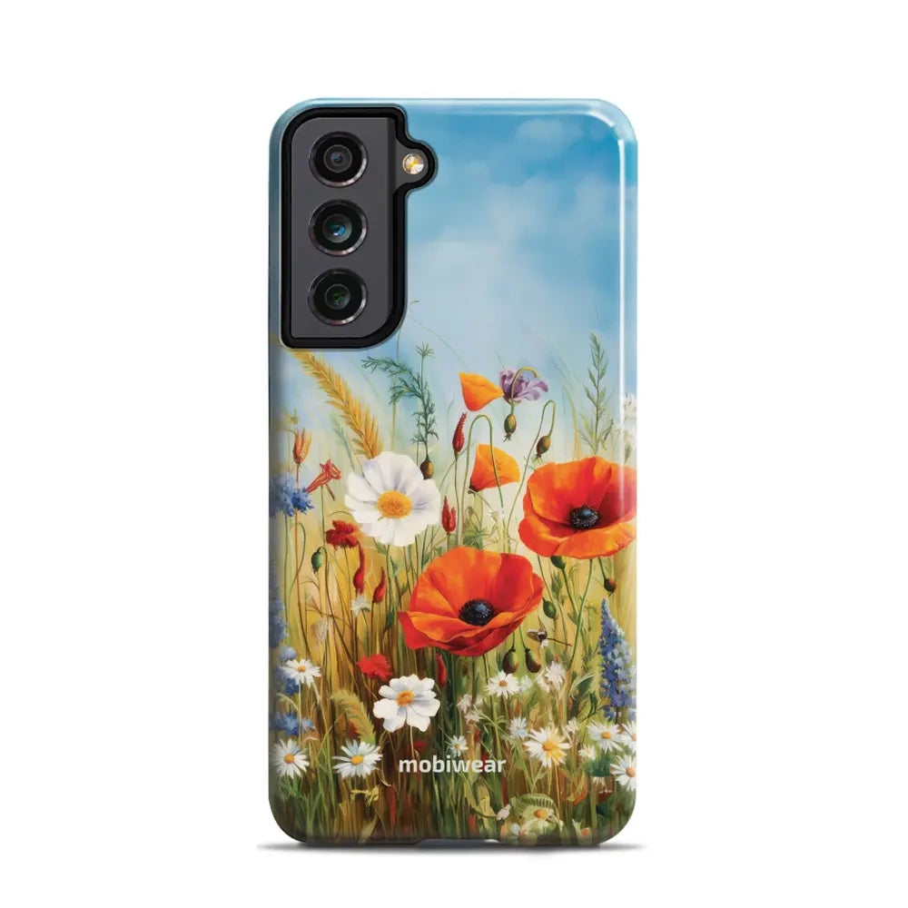 Handyhülle für Galaxy S21 FE, Mobiwear Elite Pro, Wiesenblumen