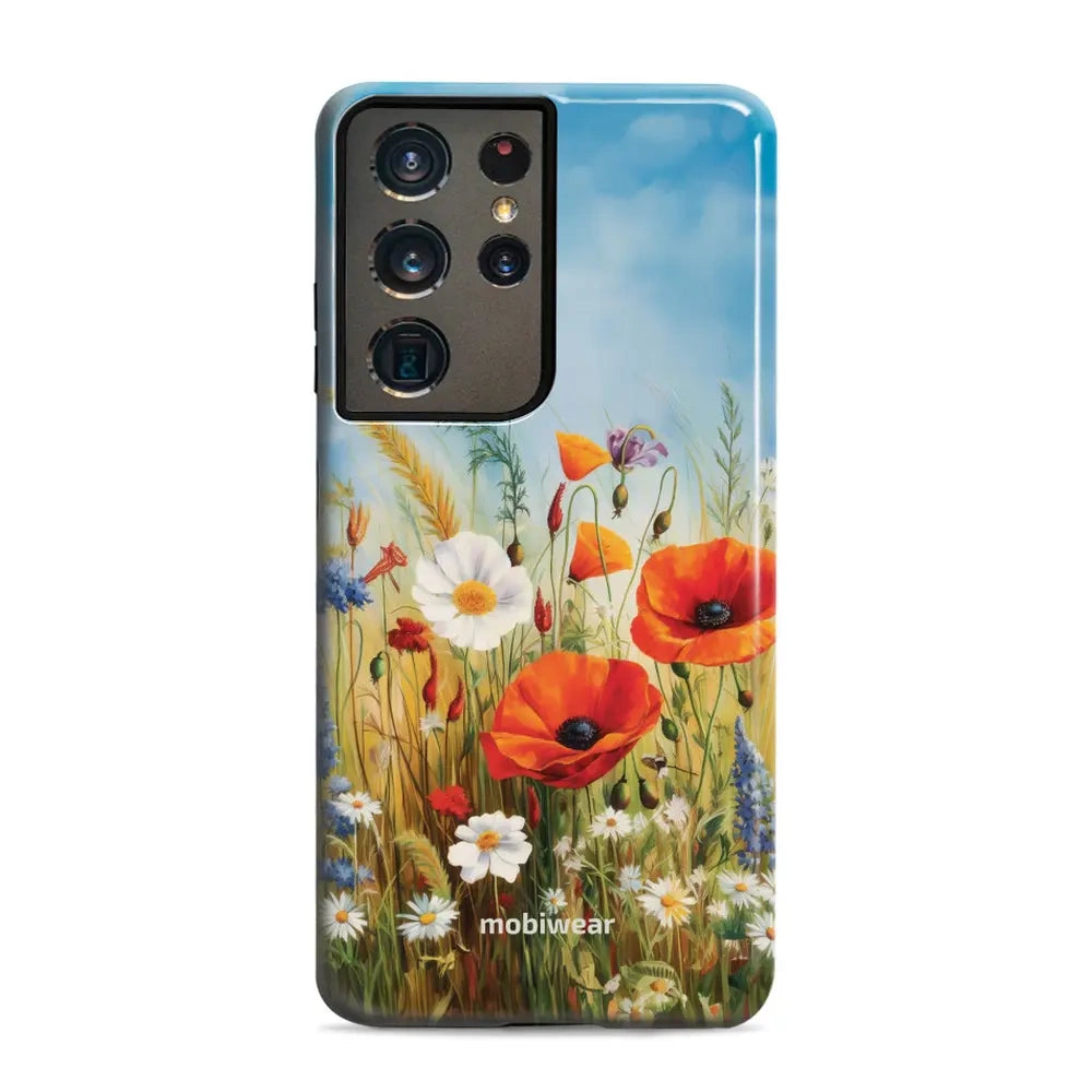 Handyhülle für Galaxy S21 Ultra, Mobiwear Elite Pro, Wiesenblumen