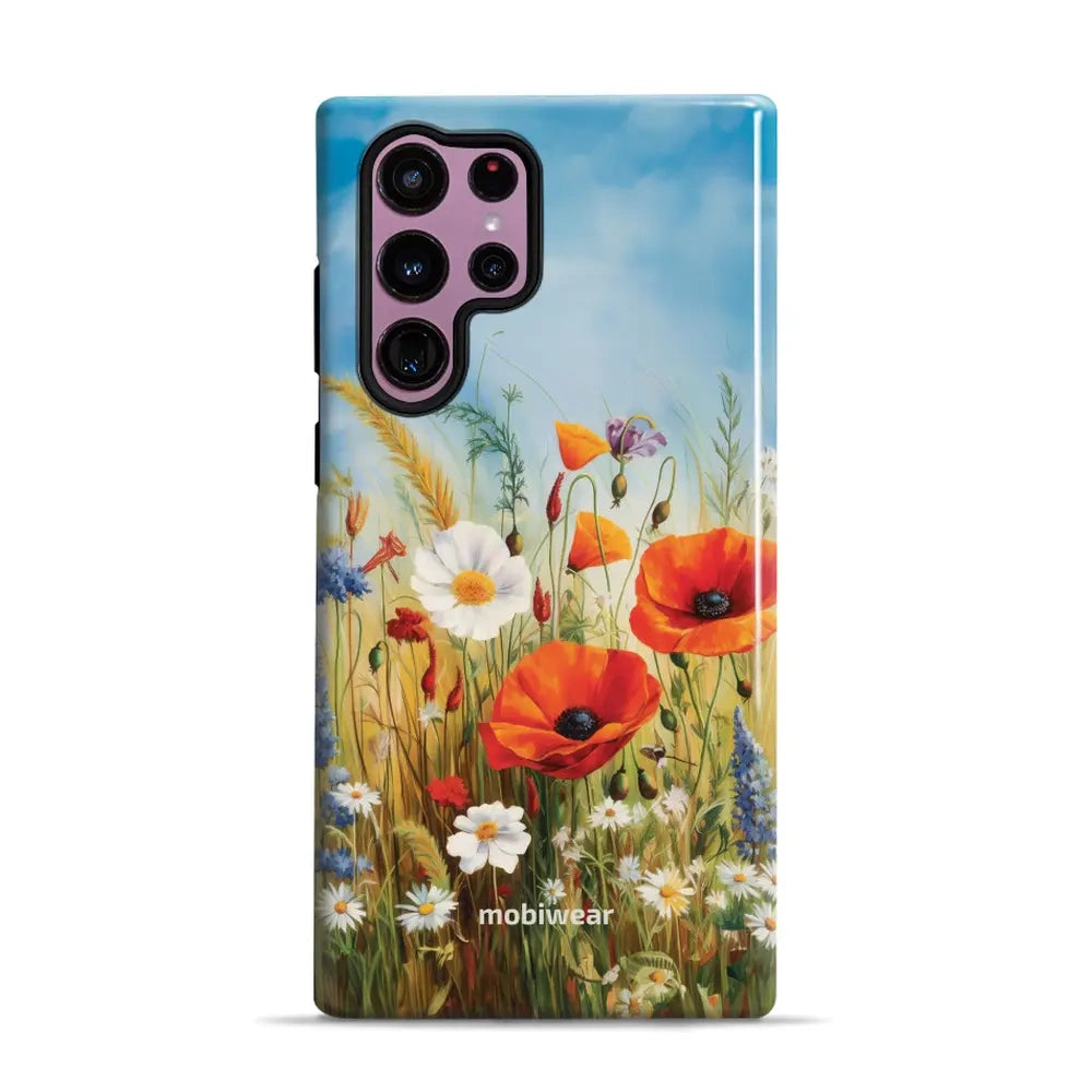 Handyhülle für Galaxy S22 Ultra, Mobiwear Elite Pro, Wiesenblumen