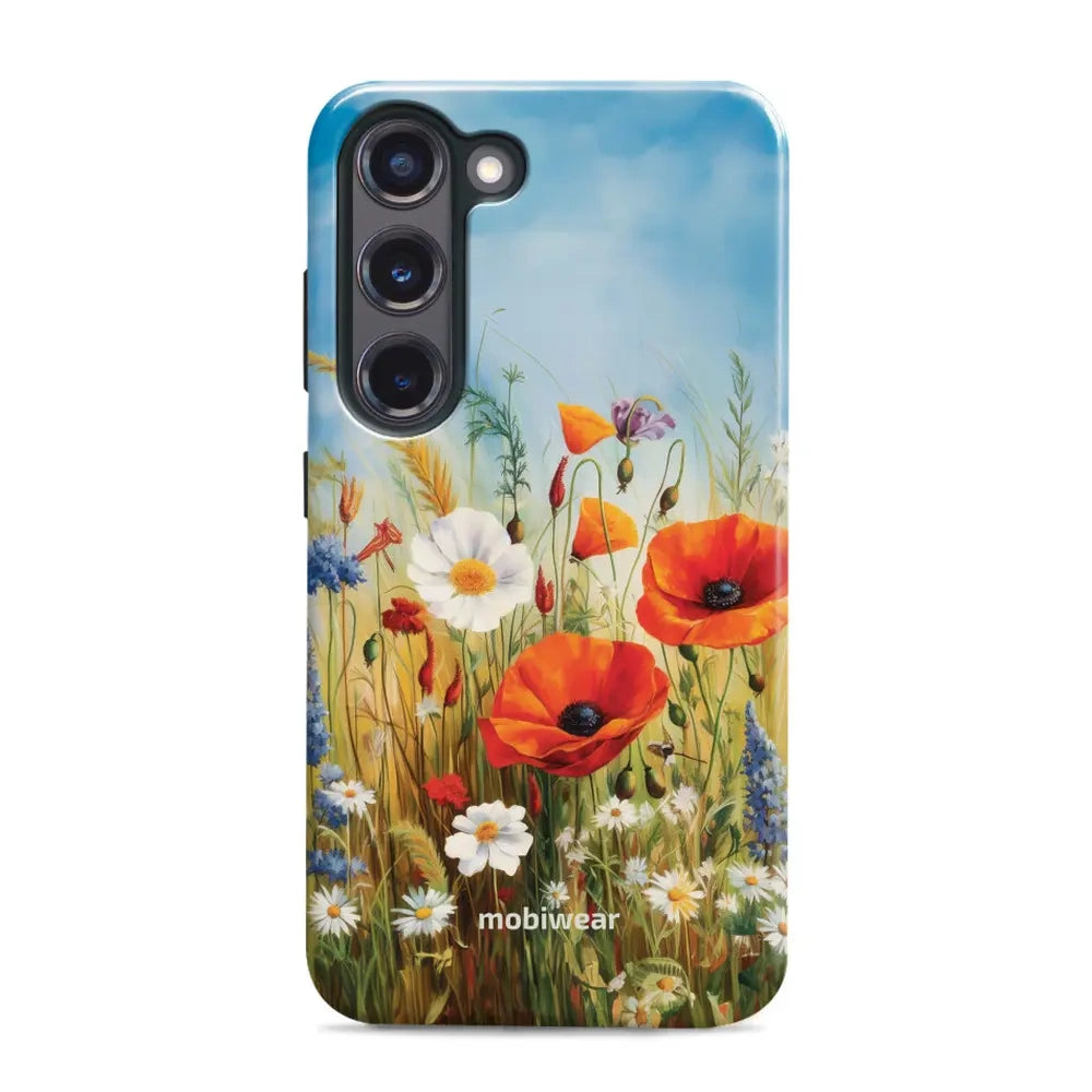 Handyhülle für Galaxy S23 Plus, Mobiwear Elite Pro, Wiesenblumen