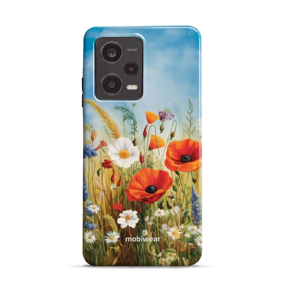 Handyhülle für Xiaomi Redmi Note 12 Pro 5G, Mobiwear Elite Pro, Wiesenblumen