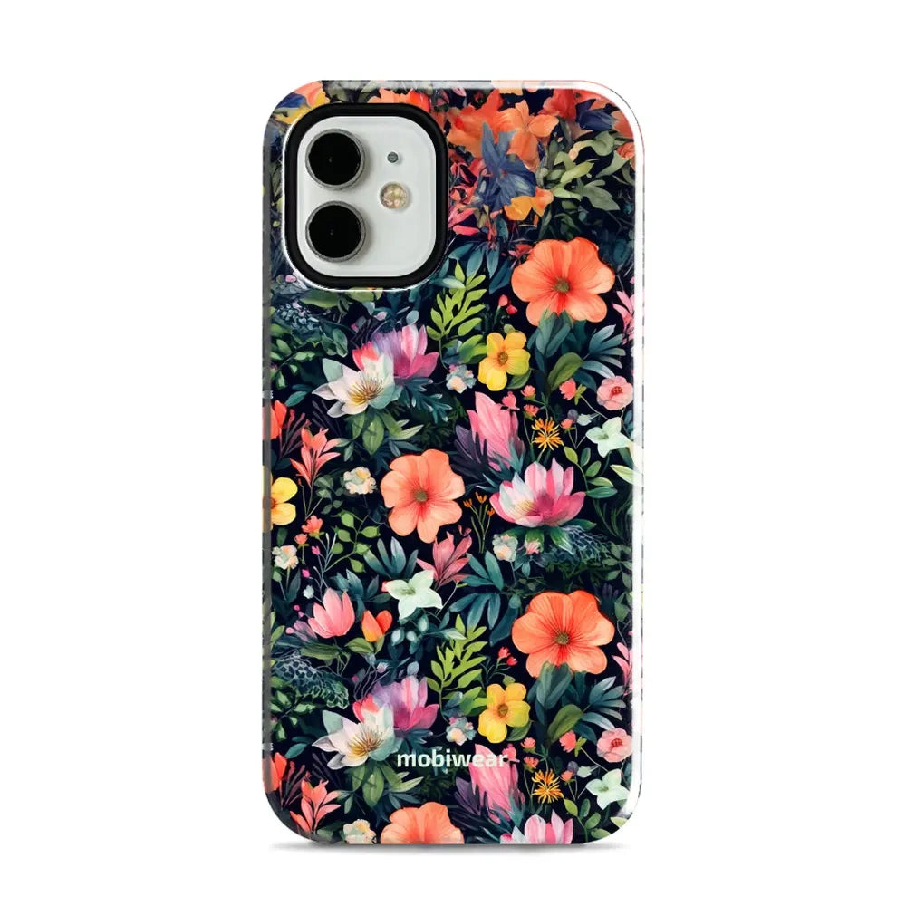 Handyhülle für iPhone 12 Mini, Mobiwear Elite Pro, Bunt-Blumig