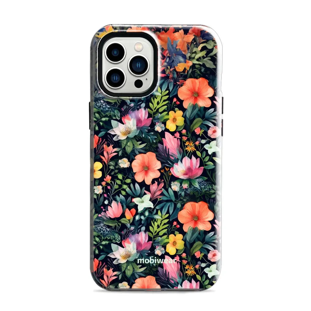 Handyhülle für iPhone 12 Pro Max, Mobiwear Elite Pro, Bunt-Blumig