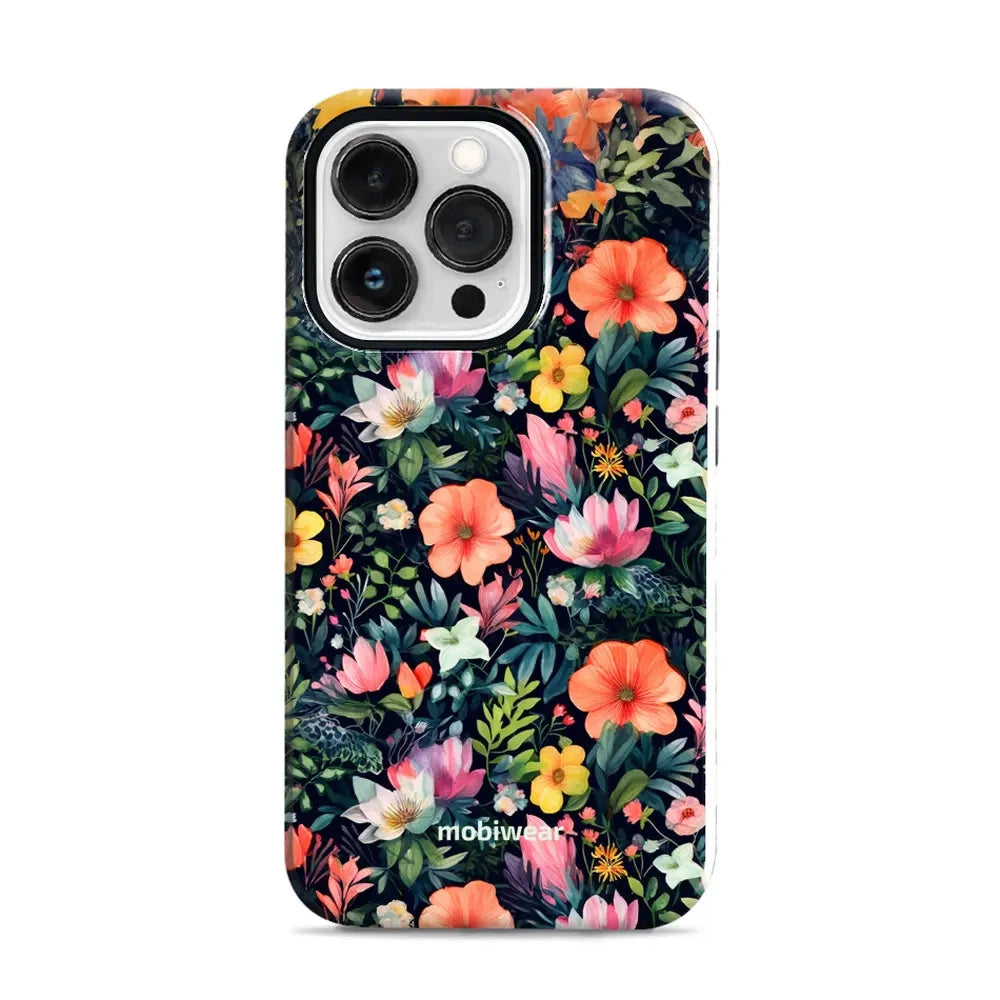 Handyhülle für iPhone 13 Pro, Mobiwear Elite Pro, Bunt-Blumig