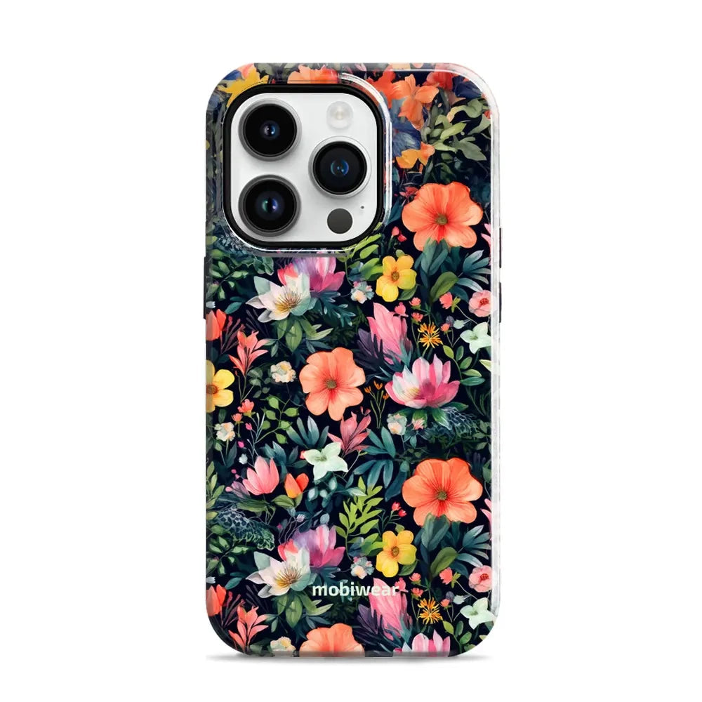 Handyhülle für iPhone 14 Pro, Mobiwear Elite Pro, Bunt-Blumig