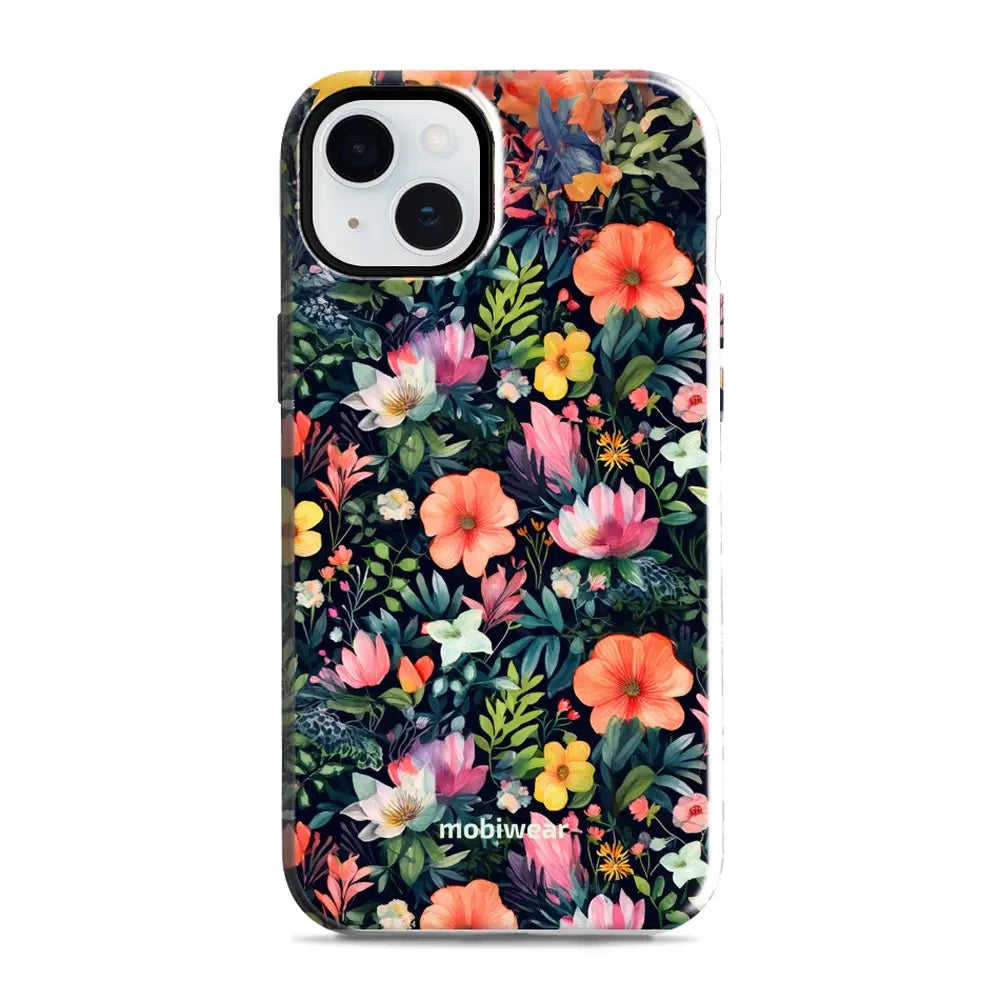 Handyhülle für iPhone 15 Plus, Mobiwear Elite Pro, Bunt-Blumig