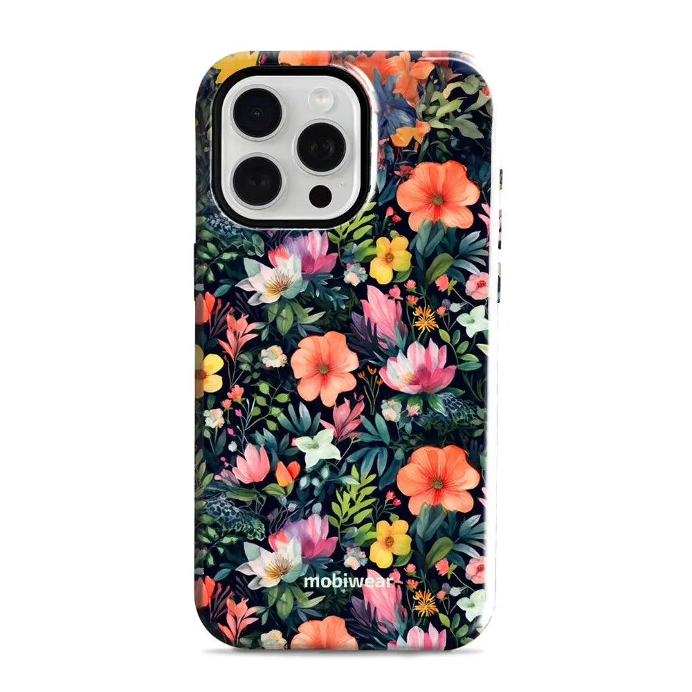 Handyhülle für iPhone 15 Pro Max, Mobiwear Elite Pro, Bunt-Blumig