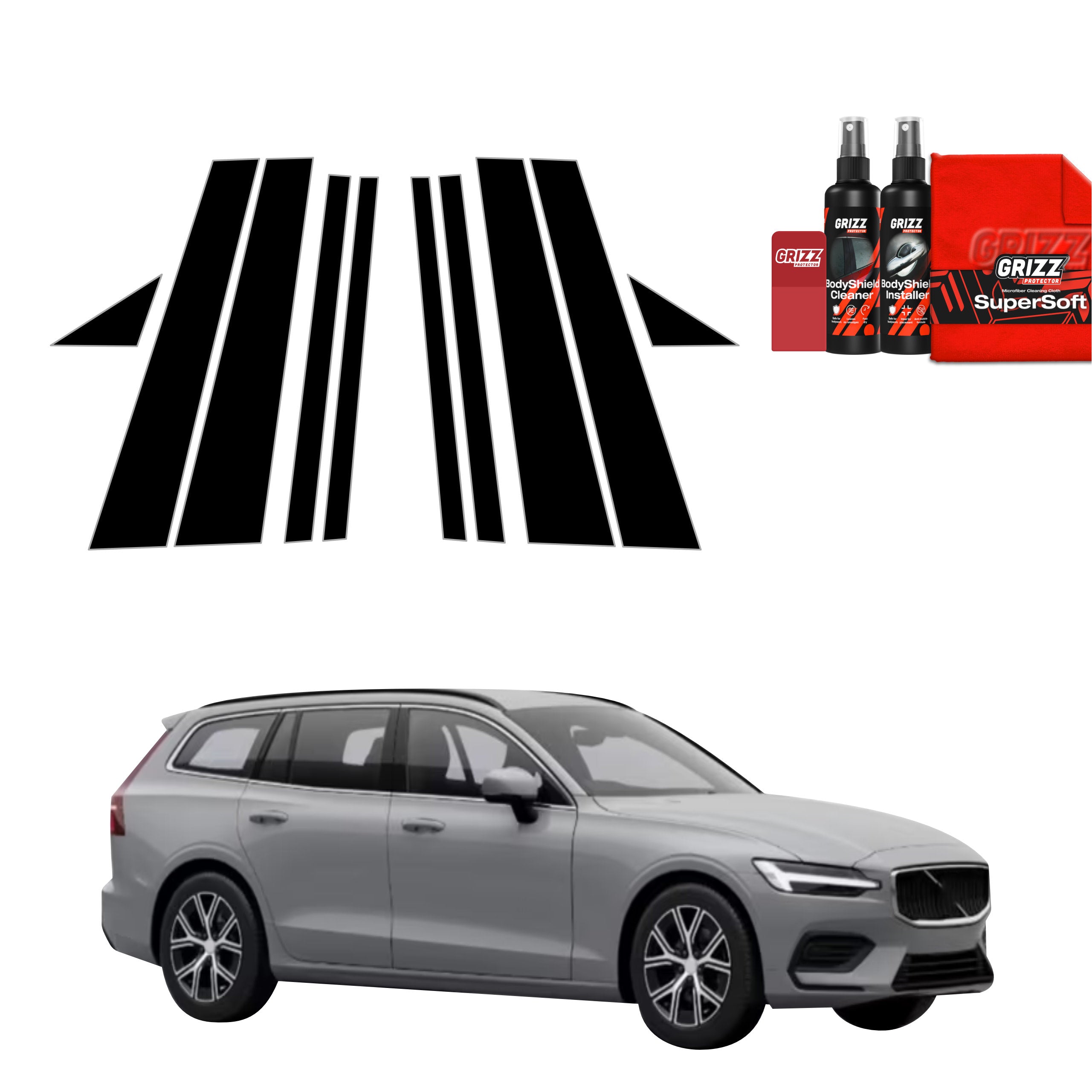 10in1 Schwarze Schutzfolie Grizz Protector für B-C-Säule - Volvo V60 (2026)