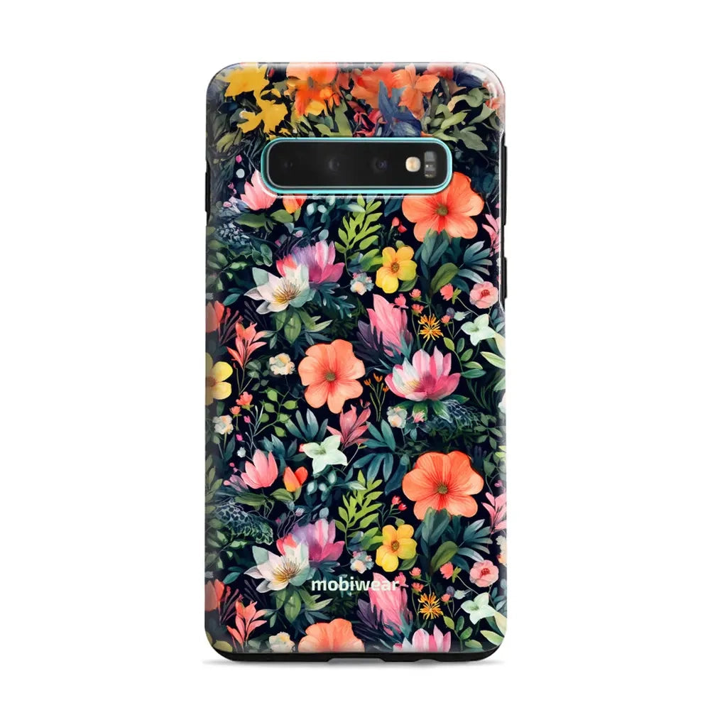 Handyhülle für Galaxy S10 Plus, Mobiwear Elite Pro, Bunt-Blumig