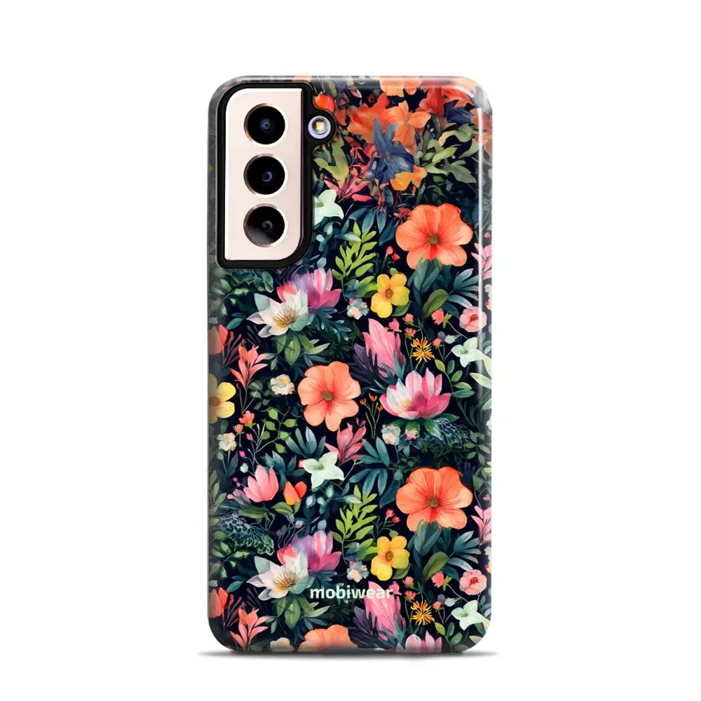 Handyhülle für Galaxy S21, Mobiwear Elite Pro, Bunt-Blumig