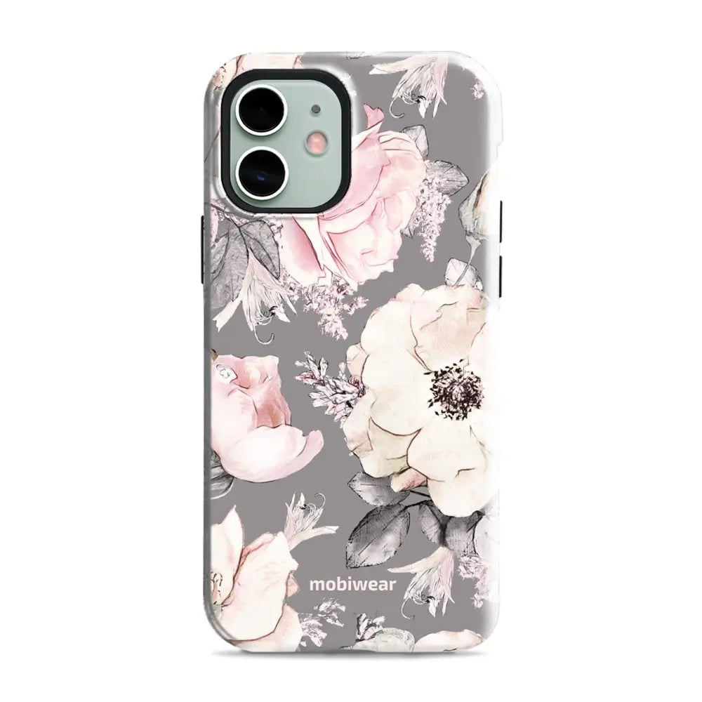 Handyhülle für iPhone 12, Mobiwear Elite Pro, Rosa-Blumig