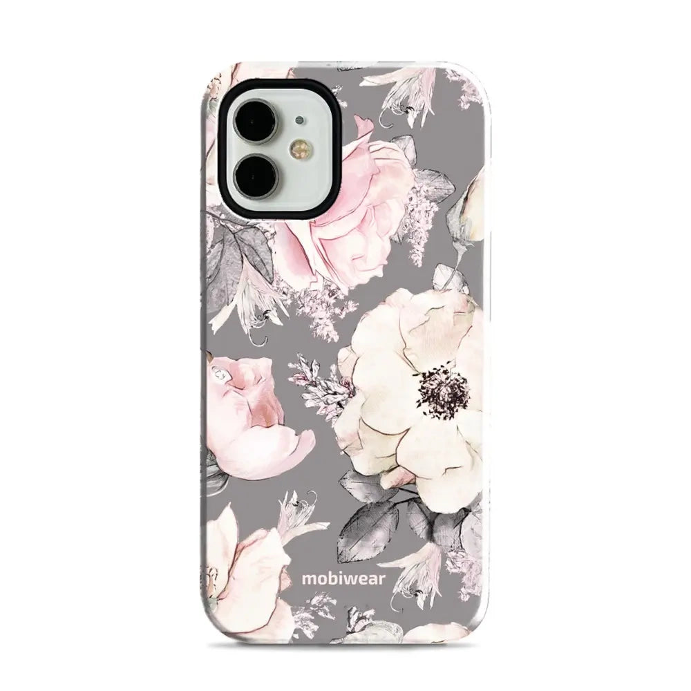 Handyhülle für iPhone 12 Mini, Mobiwear Elite Pro, Rosa-Blumig
