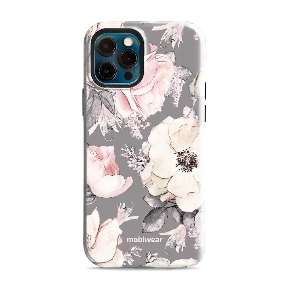 Handyhülle für iPhone 12 Pro, Mobiwear Elite Pro, Rosa-Blumig