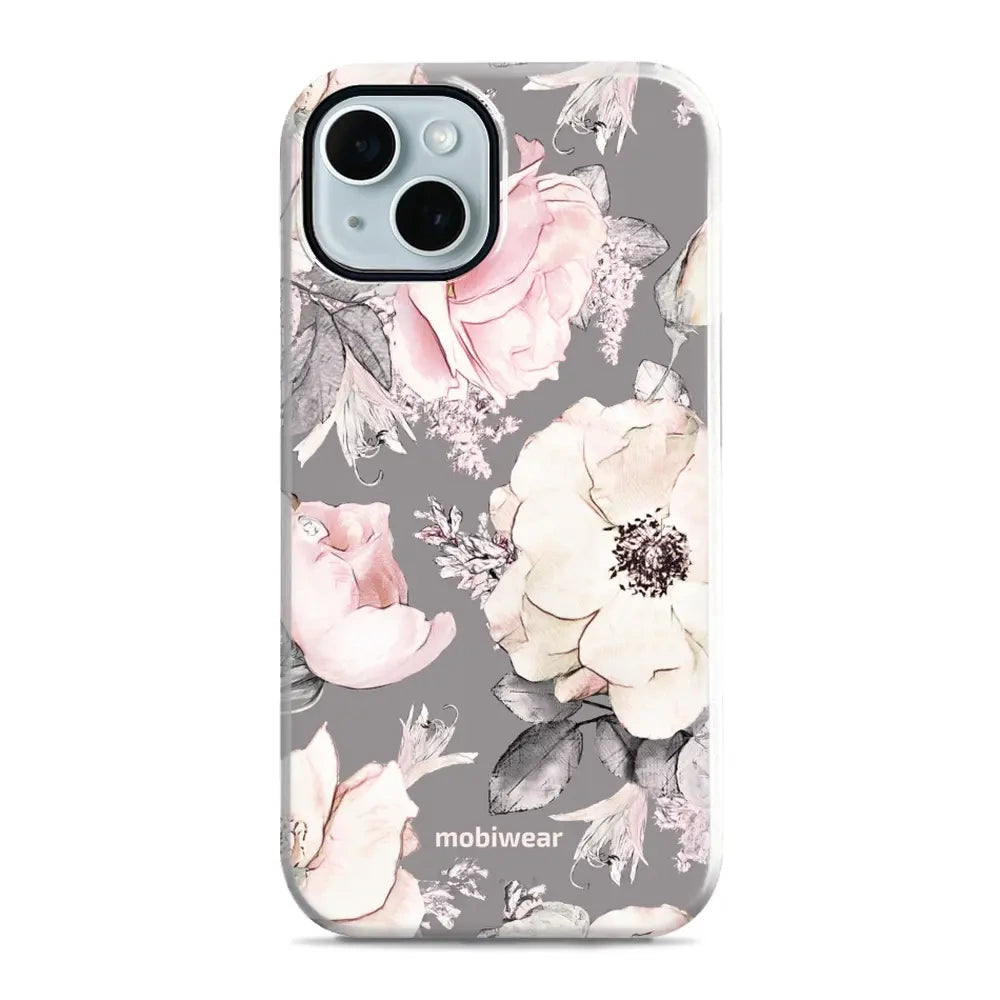 Handyhülle für iPhone 14, Mobiwear Elite Pro, Rosa-Blumig