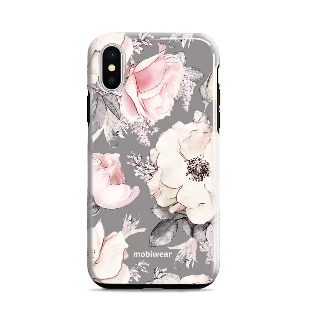 Handyhülle für iPhone X, Mobiwear Elite Pro, Rosa-Blumig