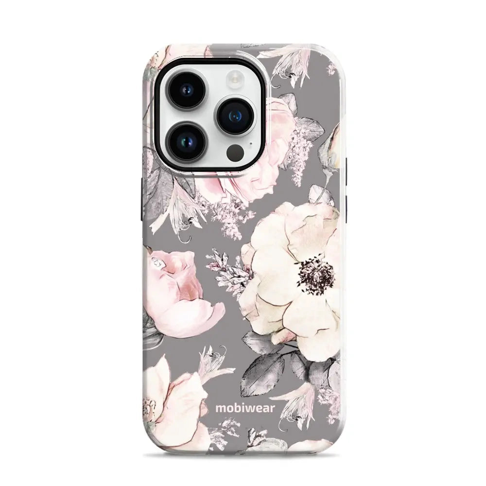 Handyhülle für iPhone 14 Pro, Mobiwear Elite Pro, Rosa-Blumig