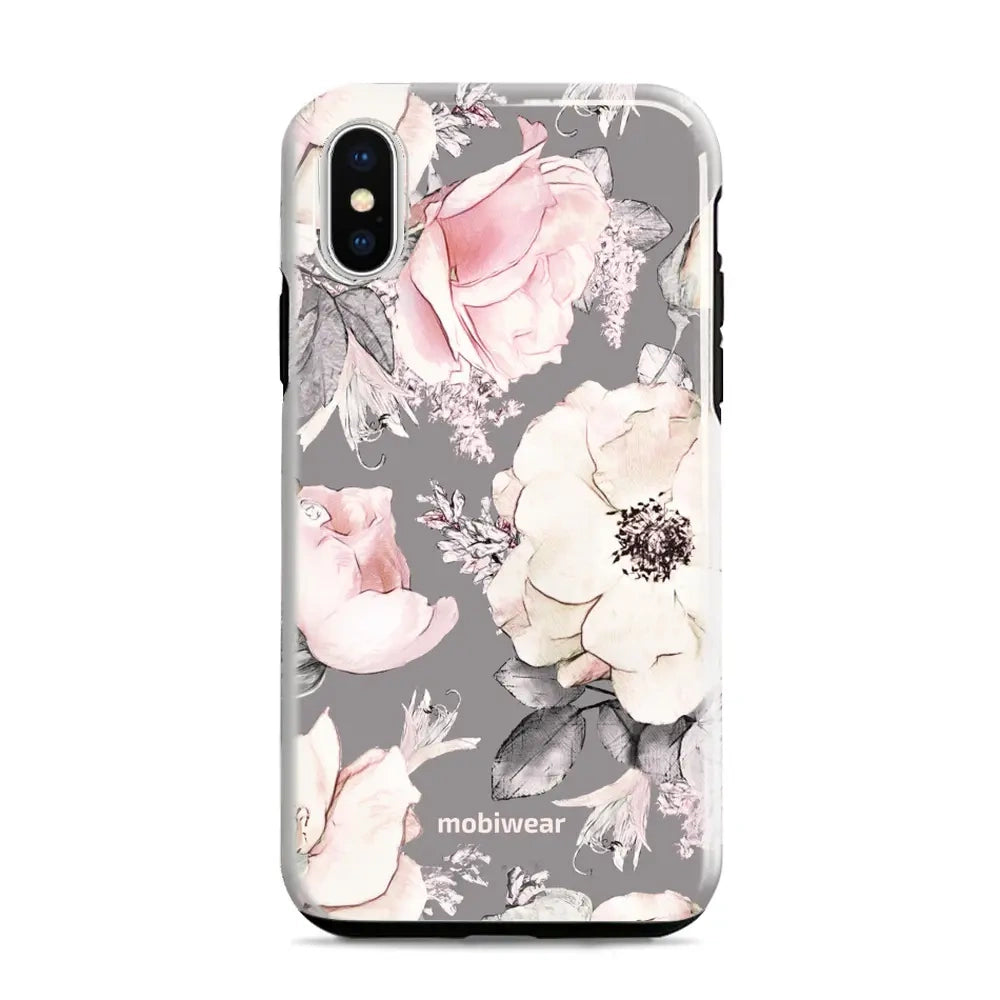 Handyhülle für iPhone Xr, Mobiwear Elite Pro, Rosa-Blumig