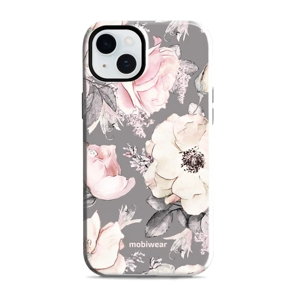 Handyhülle für iPhone 15 Plus, Mobiwear Elite Pro, Rosa-Blumig