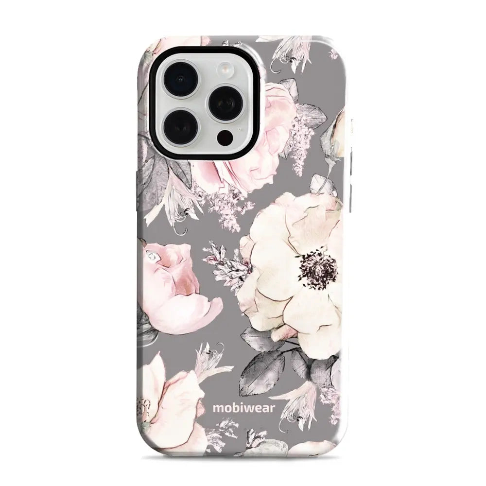 Handyhülle für iPhone 15 Pro Max, Mobiwear Elite Pro, Rosa-Blumig