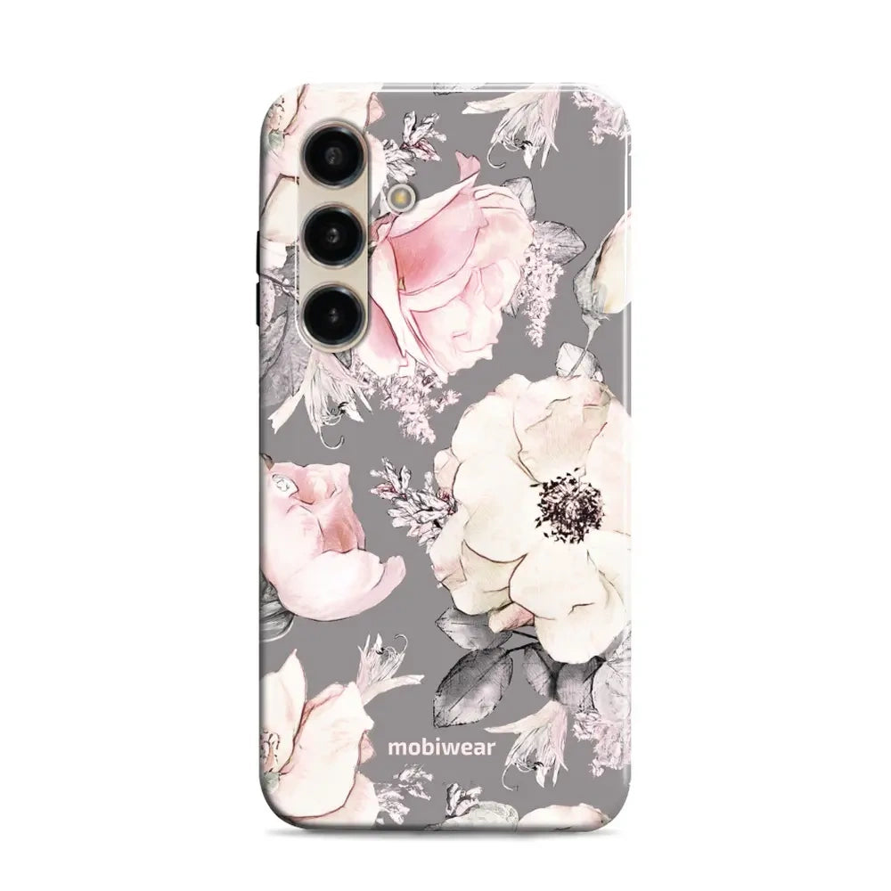 Handyhülle für Galaxy S24, Mobiwear Elite Pro, Rosa-Blumig