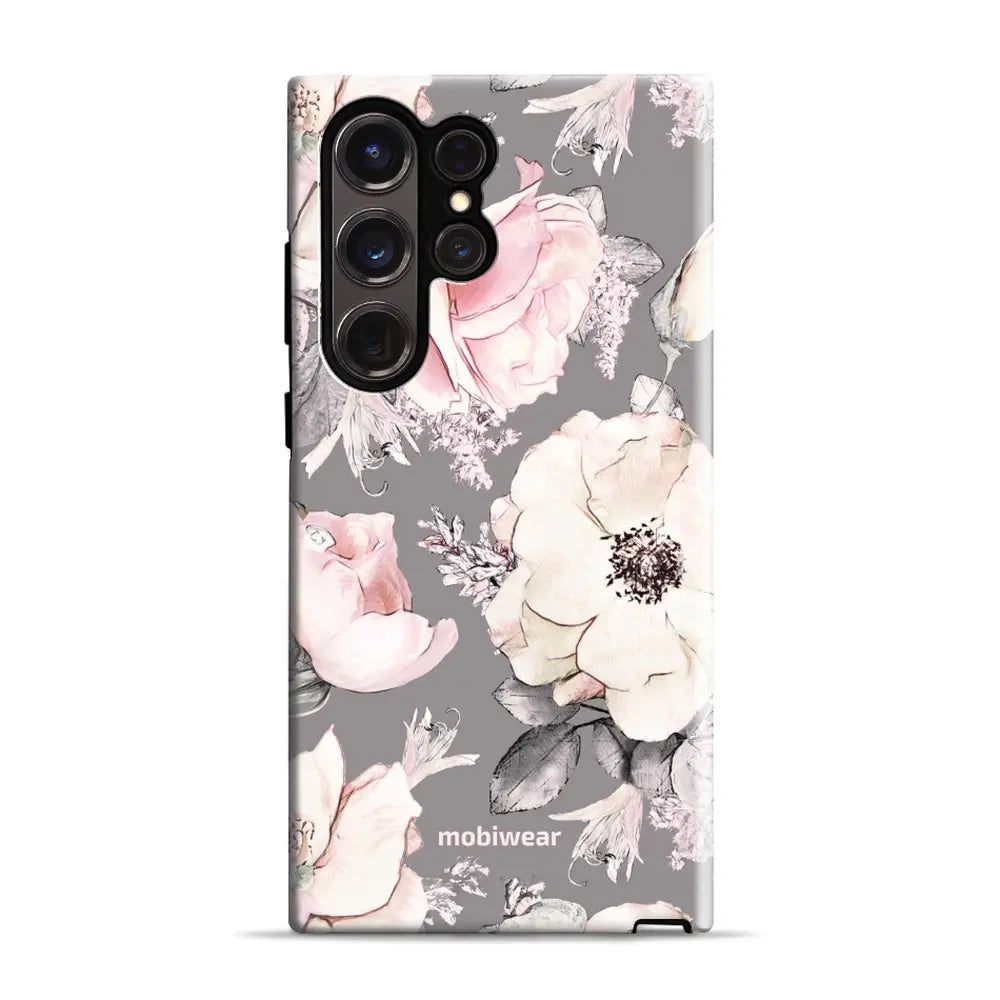 Handyhülle für Galaxy S23 Ultra, Mobiwear Elite Pro, Rosa-Blumig