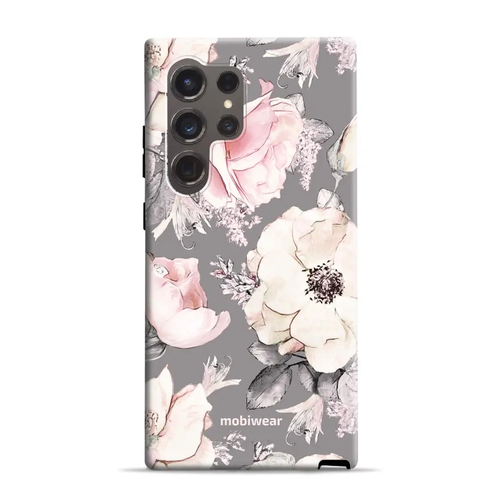 Handyhülle für Galaxy S24 Ultra, Mobiwear Elite Pro, Rosa-Blumig