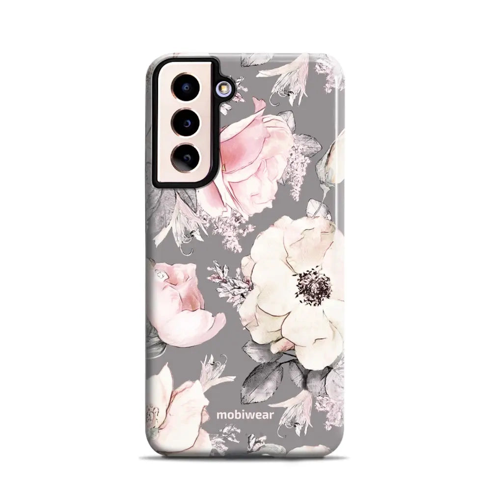Handyhülle für Galaxy S21, Mobiwear Elite Pro, Rosa-Blumig