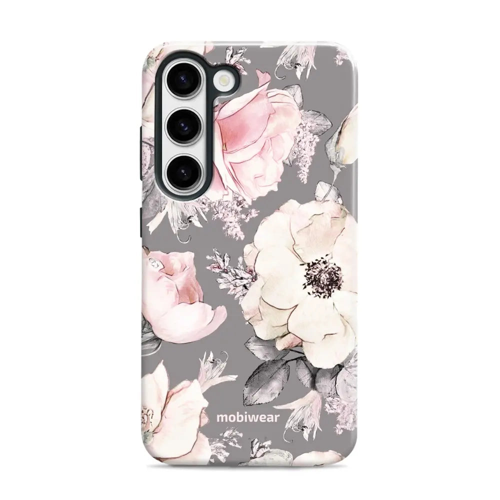 Handyhülle für Galaxy S23, Mobiwear Elite Pro, Rosa-Blumig