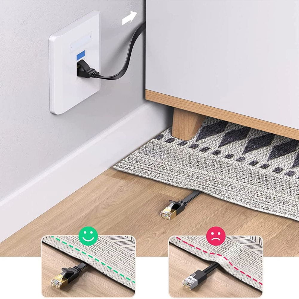LAN Ethernet Flachkabel Ugreen RJ45 Cat 6 UTP, 1000Mbps, 3m, Schwarz
