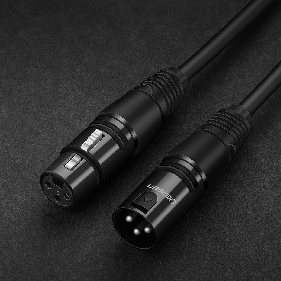 Ugreen Audio / Verlängerungs / Mikrofonkabel XLR (weiblich) - XLR (männlich), 1 m, Schwarz