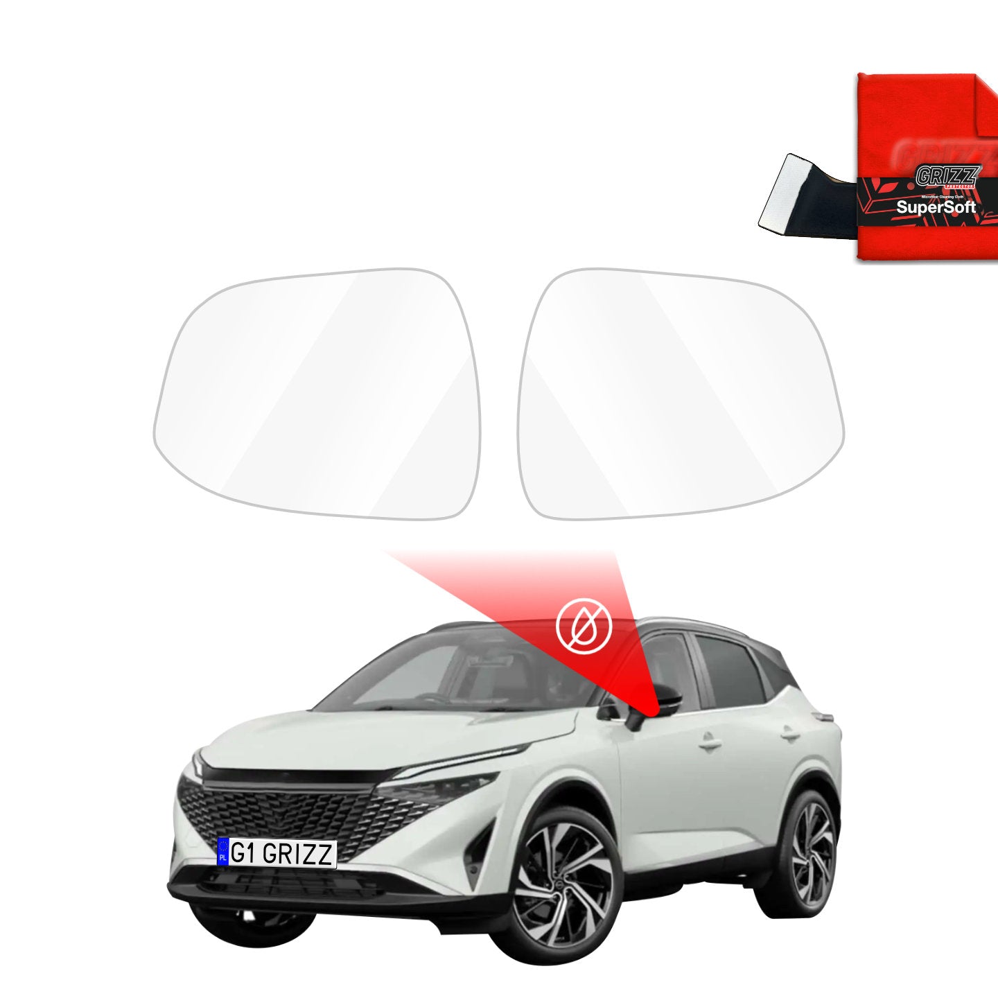 Regenschutzfolie Grizz Protector für Außenspiegel - Nissan Qashqai 3 Facelift (2024-2026)