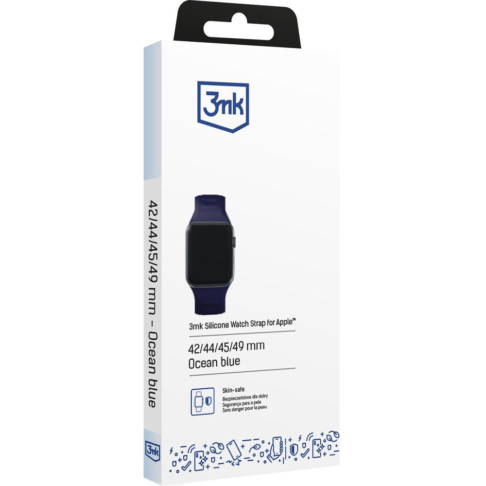 Armband für Apple Watch 49/46/45/44 mm, 3mk Silicone Watch Strap, Dunkelblau