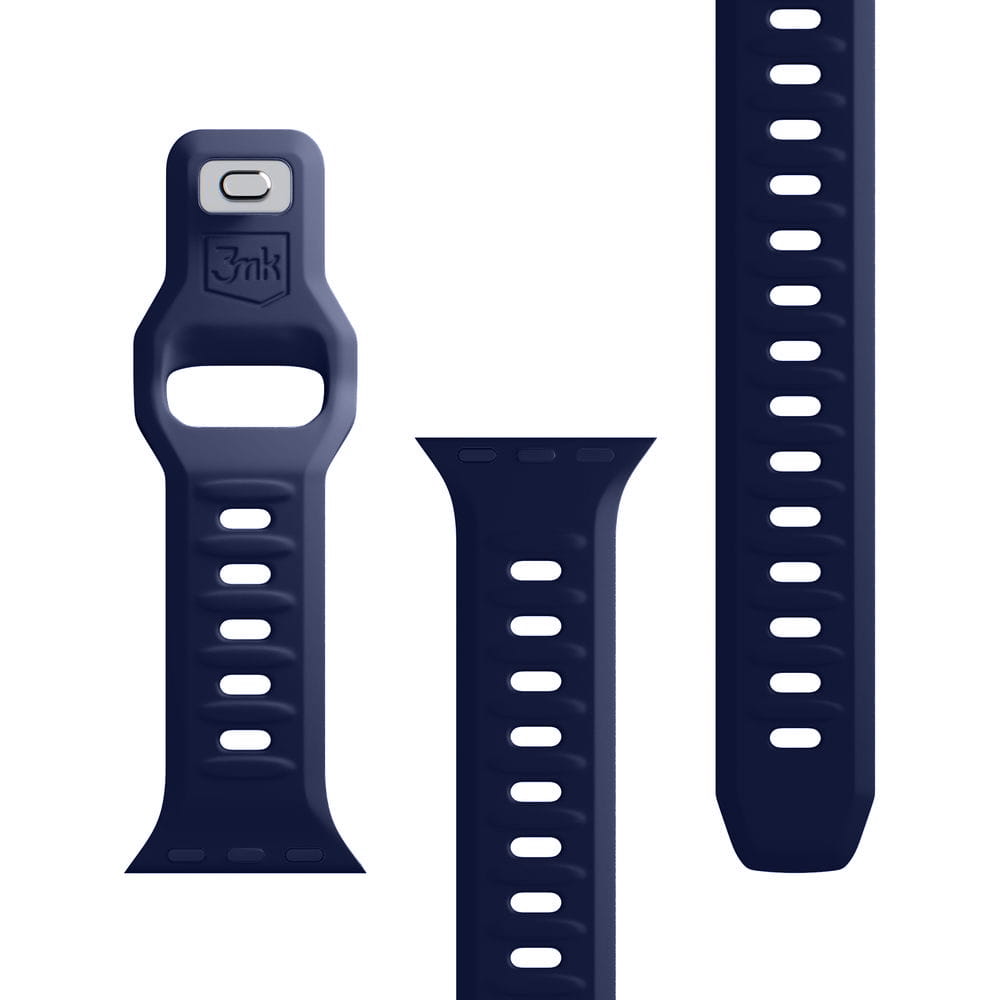 Armband für Apple Watch 49/46/45/44 mm, 3mk Silicone Watch Strap, Dunkelblau