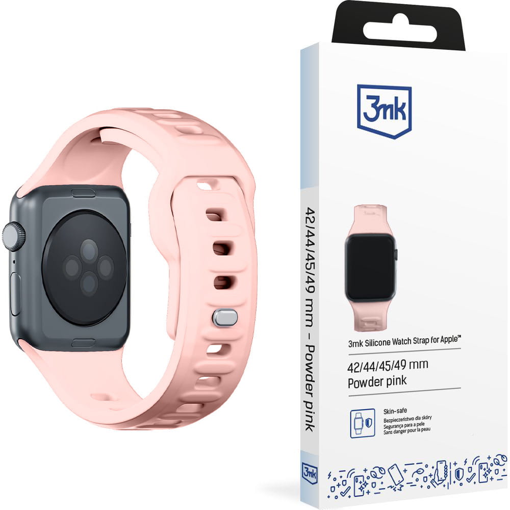 Armband für Apple Watch 49/46/45/44 mm, 3mk Silicone Watch Strap, Rosa