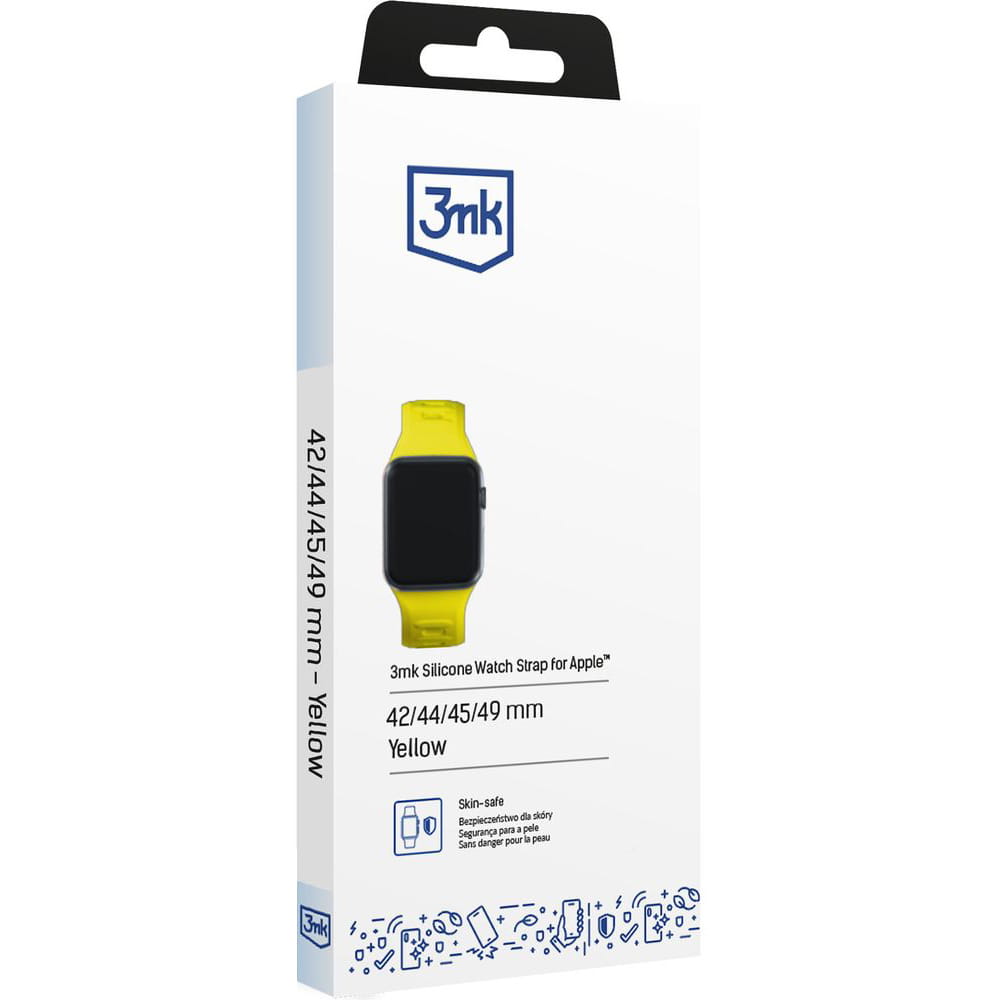 Armband für Apple Watch 49/46/45/44 mm, 3mk Silicone Watch Strap, Gelb