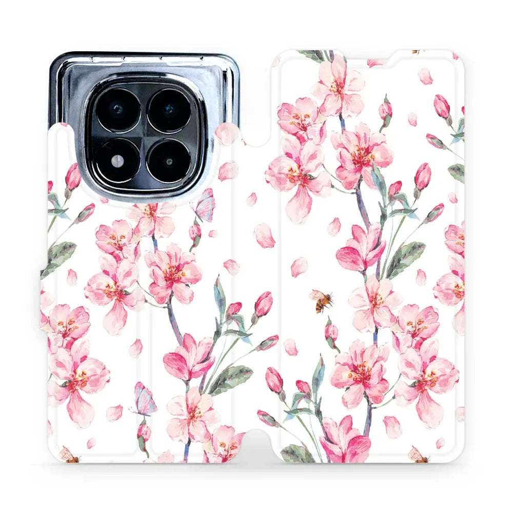 Handyhülle mit klappe für Xiaomi Redmi Note 14 Pro 5G, Mobiwear Book, Rosa Frühling