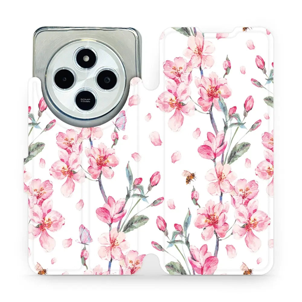 Handyhülle mit klappe für Xiaomi POCO C75, Mobiwear Book, Rosa Frühling