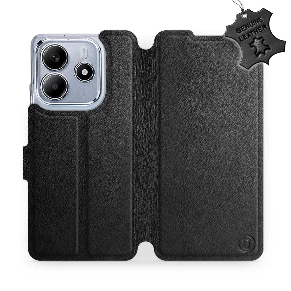 Echtleder Handyhülle für Xiaomi Redmi Note 14 5G, Mobiwear Leather, Schwarz
