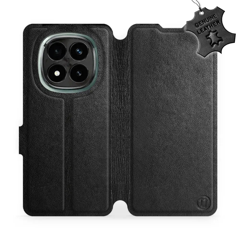 Echtleder Handyhülle für Xiaomi Redmi Note 14 Pro Plus 5G, Mobiwear Leather, Schwarz