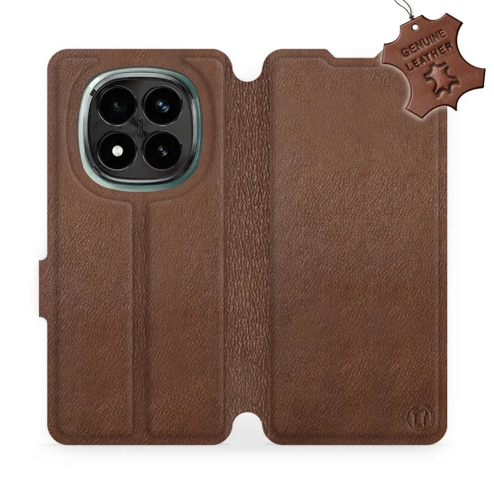 Echtleder Handyhülle für Xiaomi Redmi Note 14 Pro Plus 5G, Mobiwear Leather, Braun