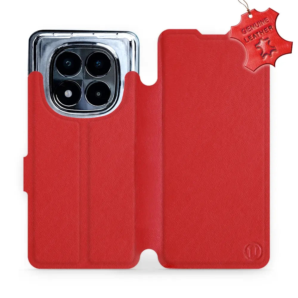 Echtleder Handyhülle für Xiaomi Redmi Note 14 Pro 5G, Mobiwear Leather, Rot