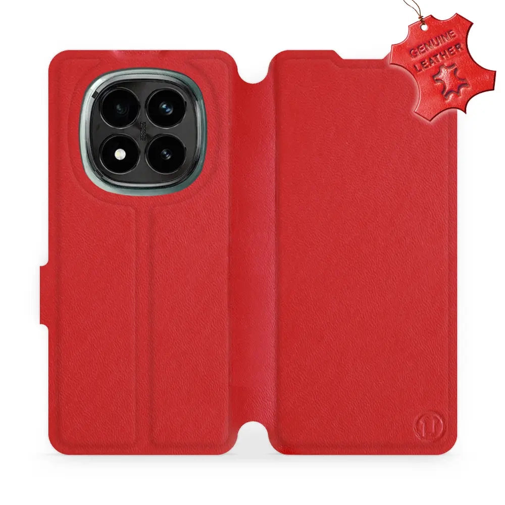 Echtleder Handyhülle für Xiaomi Redmi Note 14 Pro Plus 5G, Mobiwear Leather, Rot