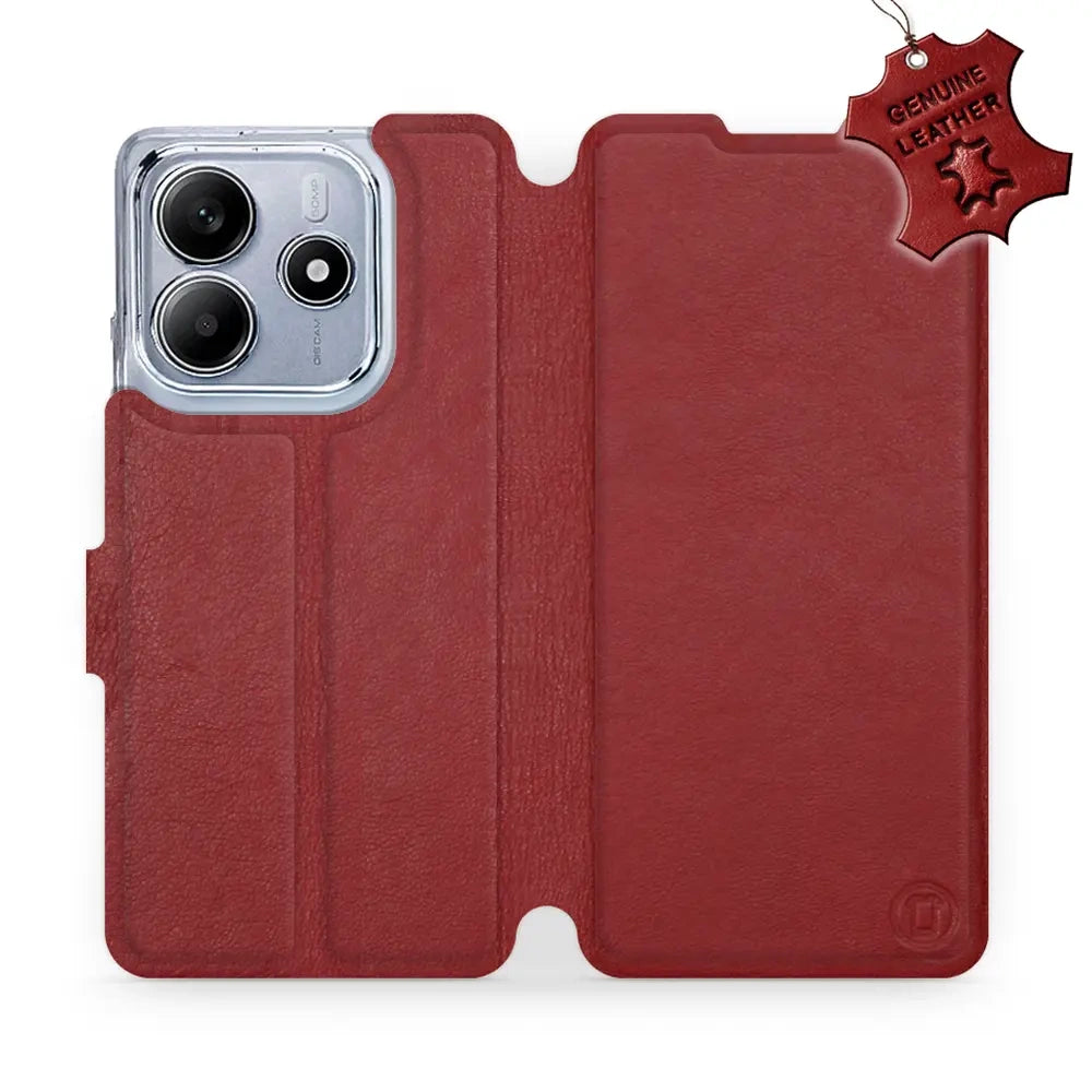 Echtleder Handyhülle für Xiaomi Redmi Note 14 5G, Mobiwear Leather, Dunkelrot
