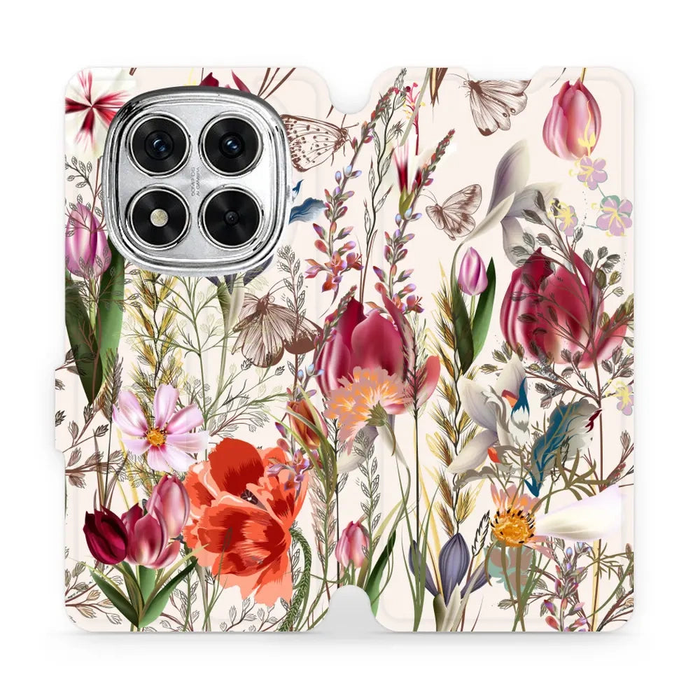 Handyhülle mit klappe für Xiaomi Redmi Note 14 Pro 5G, Mobiwear Book, Blumenstrauß