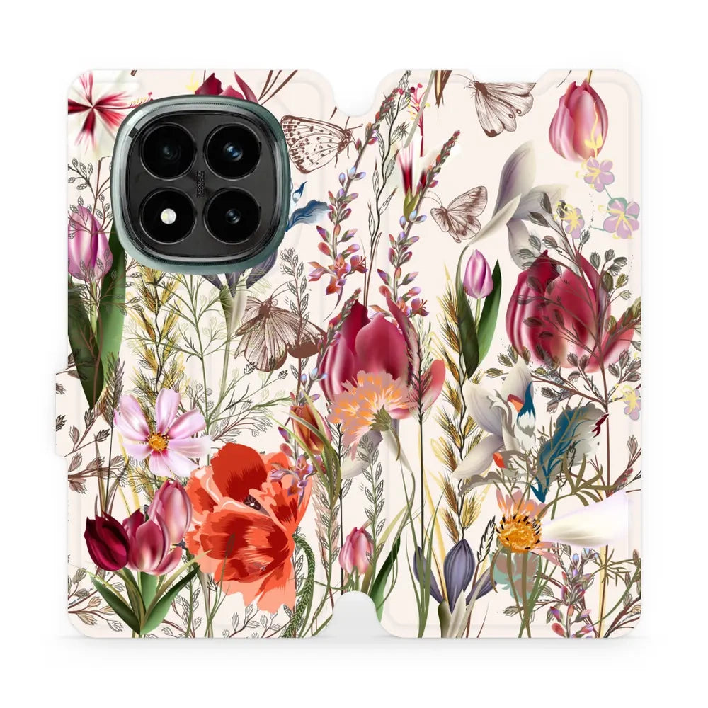 Handyhülle mit klappe für Xiaomi Redmi Note 14 Pro Plus 5G, Mobiwear Book, Blumenstrauß