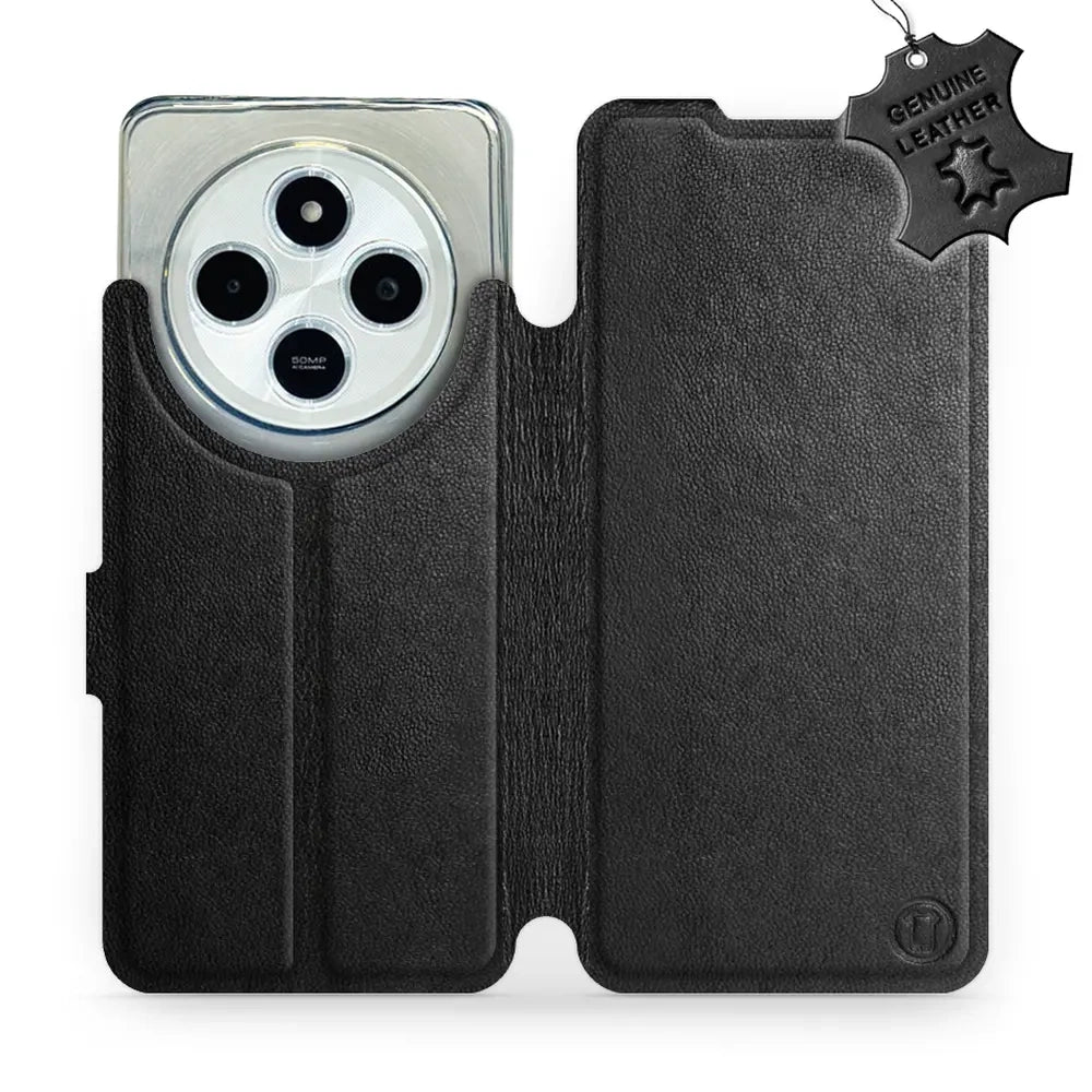 Echtleder Handyhülle für Xiaomi POCO C75, Mobiwear Leather, Schwarz
