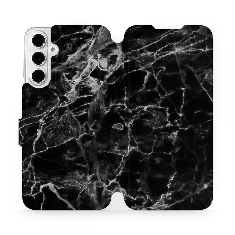 Handyhülle mit klappe für Galaxy A16 5G, Mobiwear Book, Schwarzer Marmor