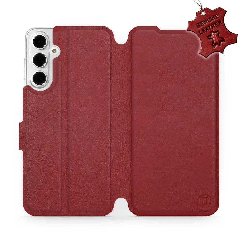 Echtleder Handyhülle für Galaxy A16 5G, Mobiwear Leather, Dunkelrot