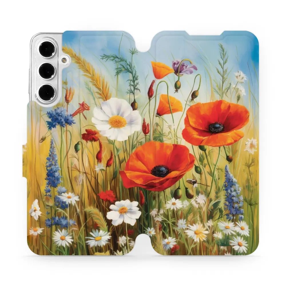 Handyhülle mit klappe für Galaxy A16 5G, Mobiwear Book, Wiesenblumen
